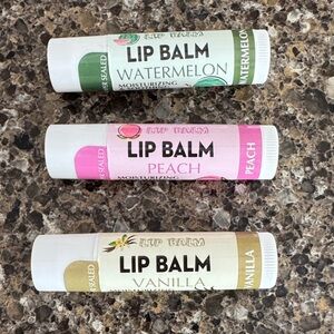 Moisturizing Lip Balm Trio - Watermelon, Peach, Vanilla